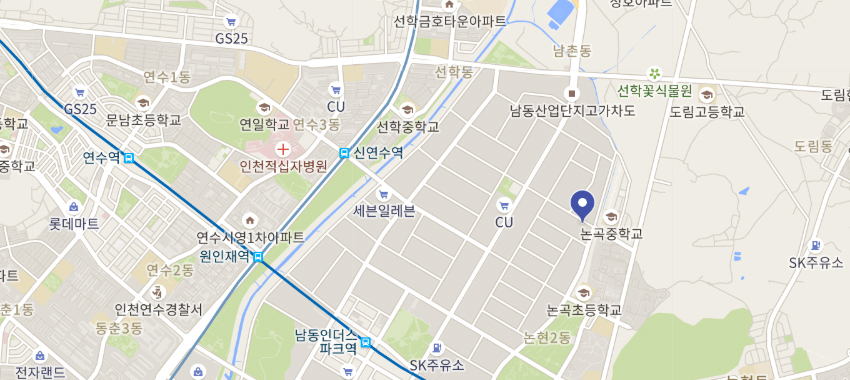 남양기공 본사와 공장 주변 지도